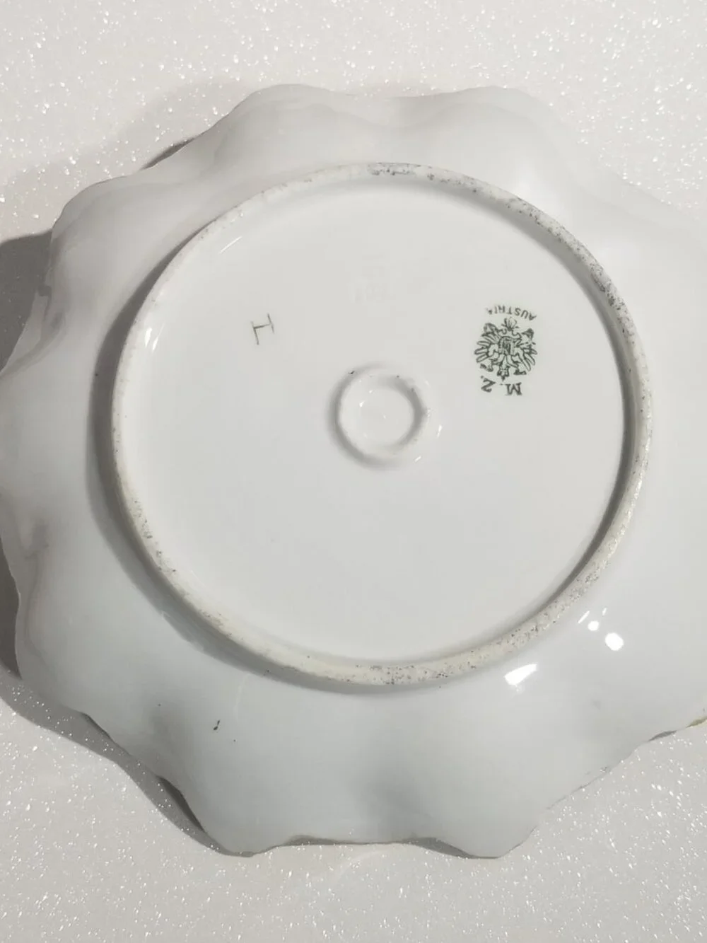 Antique MZ Austria Moritz Zdekauer Violet Floral Porcelain Candy Dish * READ*